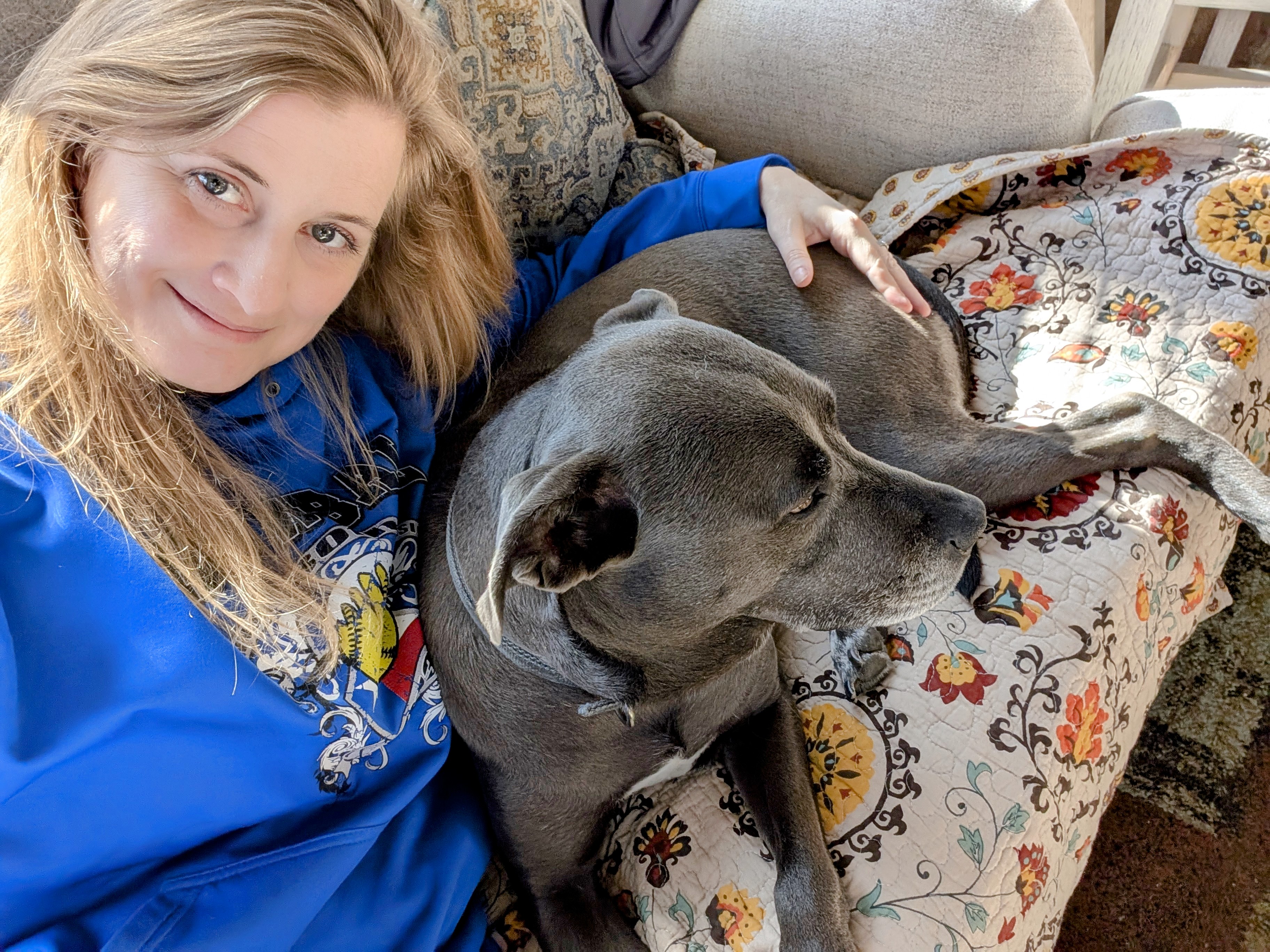 Erin & one of their dogs at the cabin